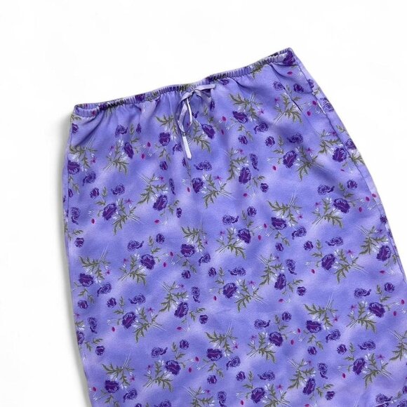 Vintage Purple Floral‎ Cottagecore Y2K Midi Skirt Fairycore Bow Small - Picture 2 of 6